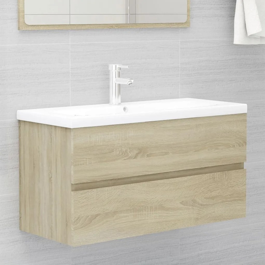 Mobile bagno con lavabo integrato rovere sonoma in truciolato