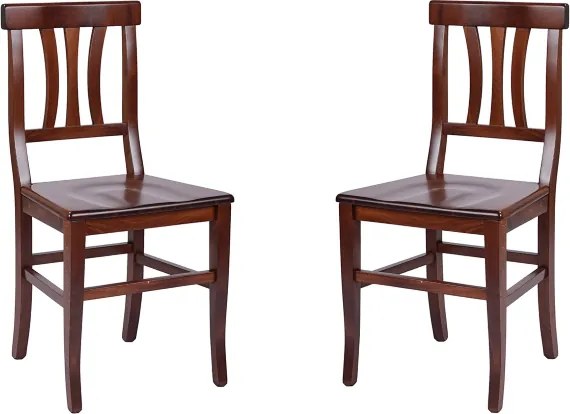 Sedia in legno da cucina LAURA con seduta massello Noce SET da 2