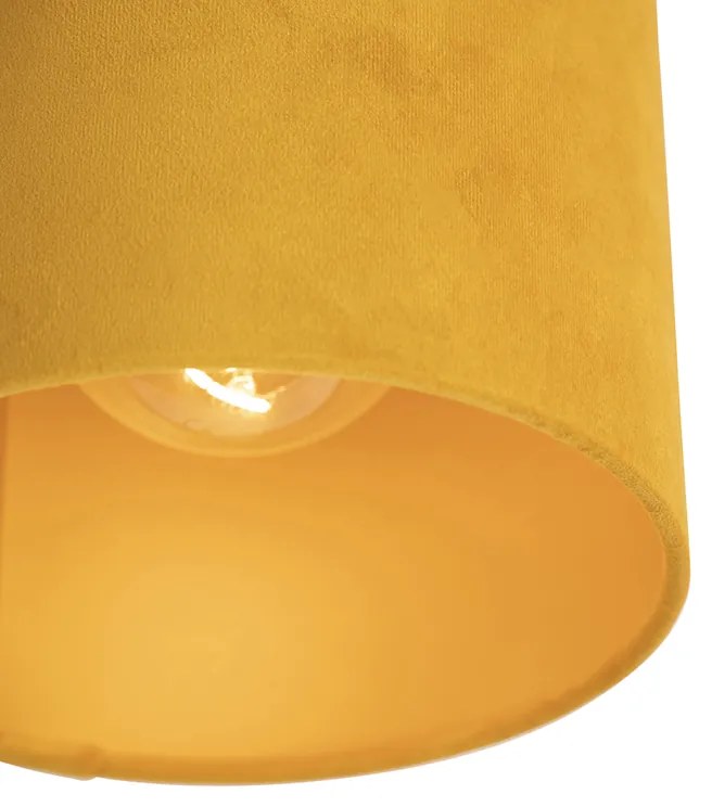 Plafoniera con paralume in velluto ocra con oro 20 cm - Combi nero