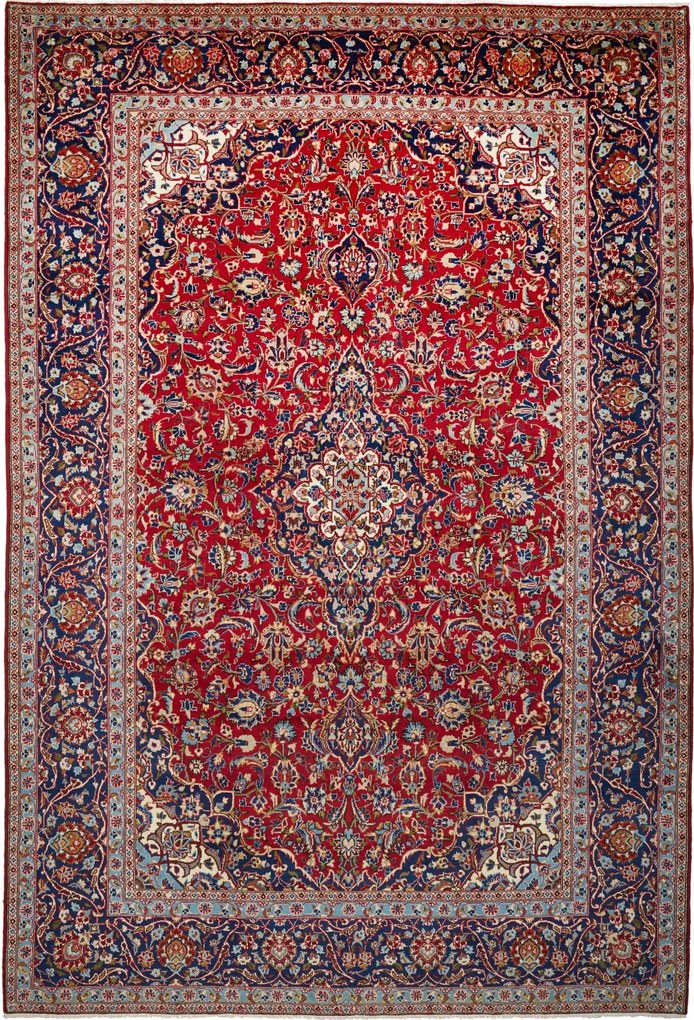 Kashan Tappeto 240 x 360 Rosso (Iran) Annodato A Mano