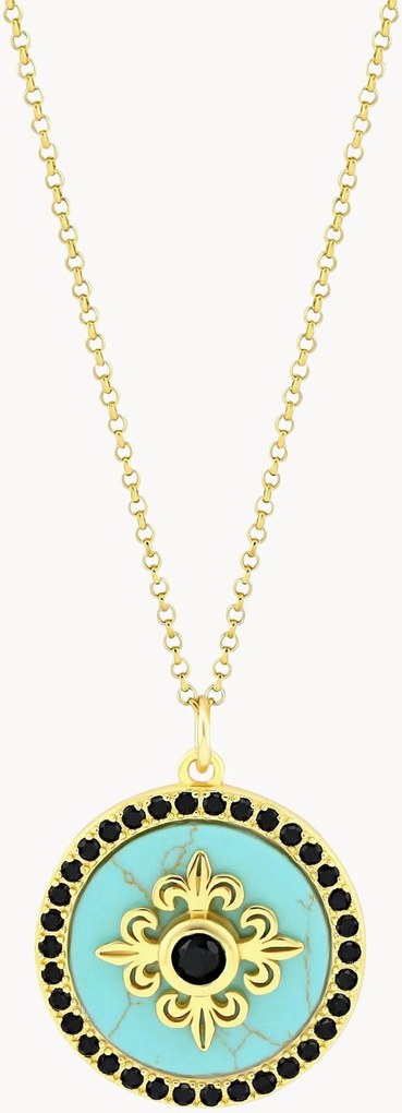 Collana placcata in oro con turchese sintetico Neo