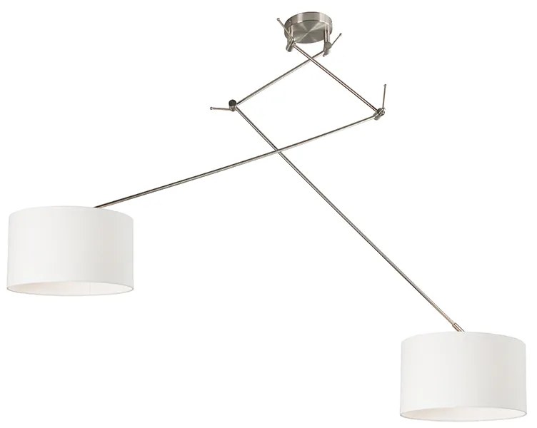 Lampada a sospensione in acciaio con paralume 35 cm bianco regolabile 2 luci - Blitz