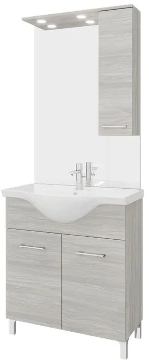 Mobile bagno con lavabo e sifone L 75 x H 81.5 x P 50.5 cm legno grigio in truciolare, 2 ante per vasca centrale Symoa