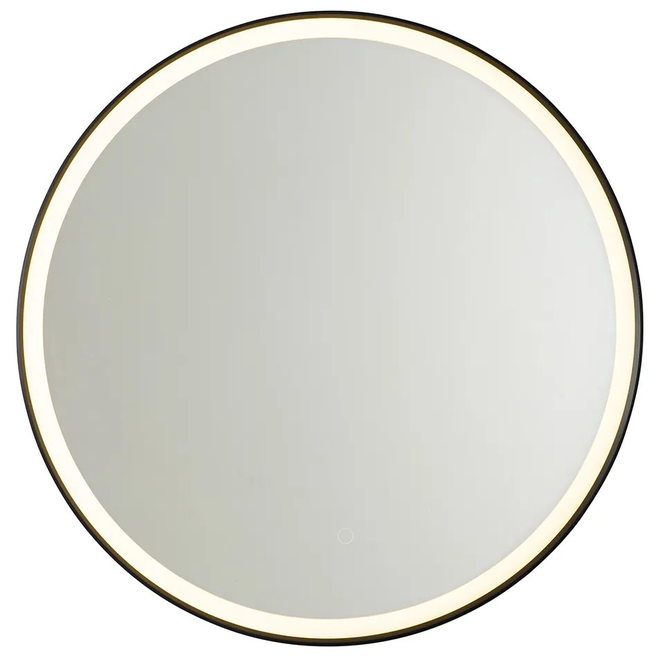 Specchio da bagno nero 70 cm con LED dimmerabile a 3 livelli con touch rotondo - Miral