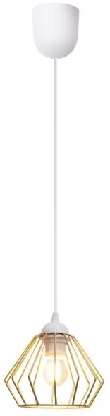 Lampadario a sospensione con filo CEED GOLD 1xE27/60W/230V diametro 17,5 cm bianco/oro