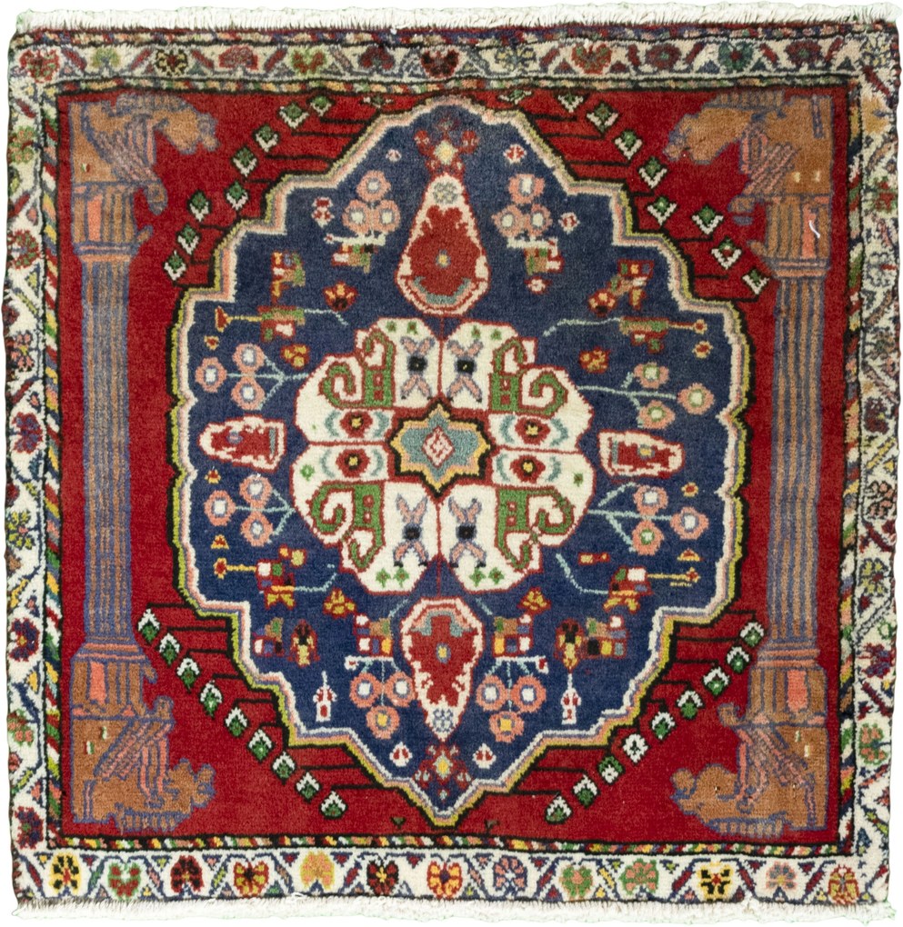 Shiraz Tappeto persiano 60x60 Rosso (Iran) Annodato A Mano