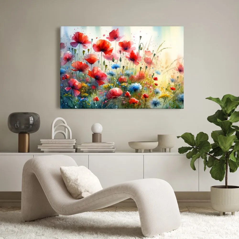 Quadro su tela – Papaveri rossi e fiordalisi blu