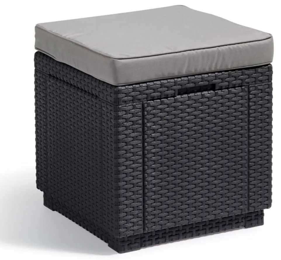 Keter cubo pouf portaoggetti con cuscino grafite