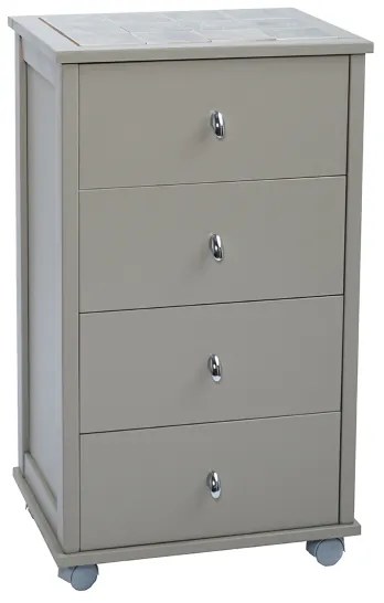 Carrello da cucina POKER con cassetti e piano in ceramica Tortora