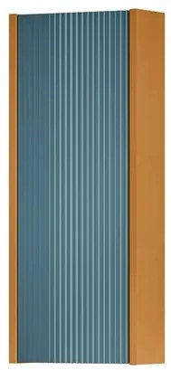 Pensile bagno Niwa laccato opaco senape con vetro blu pacifico, 1 anta apertura da sinistra P 17 x L 30 x H 78.5 cm
