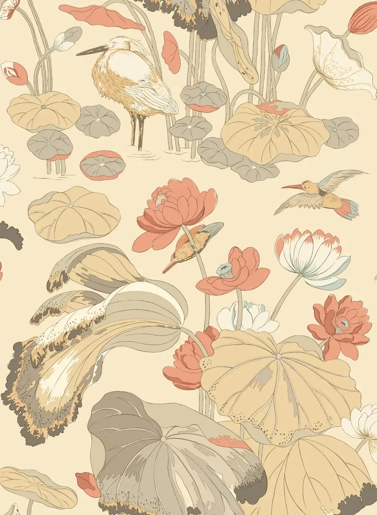 GP & J Baker Carta da parati Nympheus - Parchment/ Blush