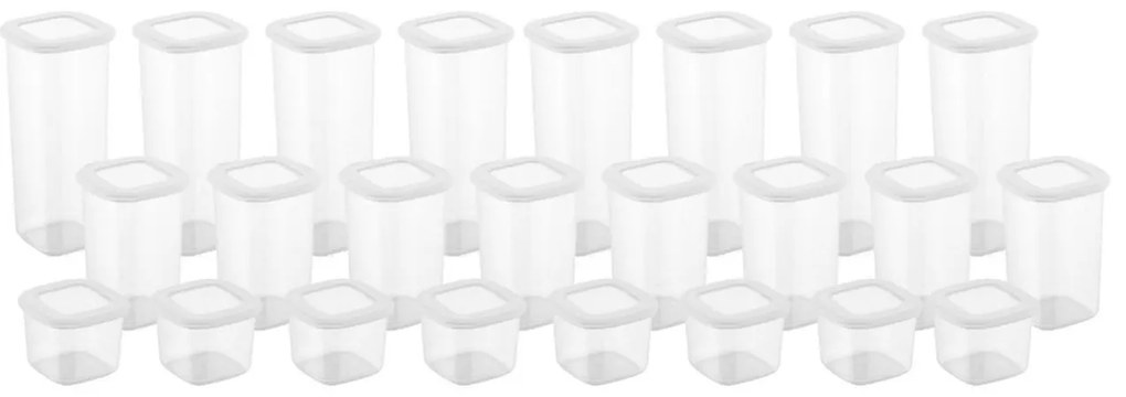 Set 24 contenitori in plastica coperchio bianco