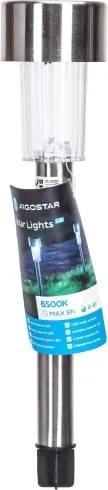 Aigostar - Lampada solare LED 0,006W 1,2V 29,5 cm cromo 6500K IP44