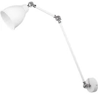 Lampada da parete bianca con braccio oscillante lungo in metallo argentato Lampada da lettura dal design moderno