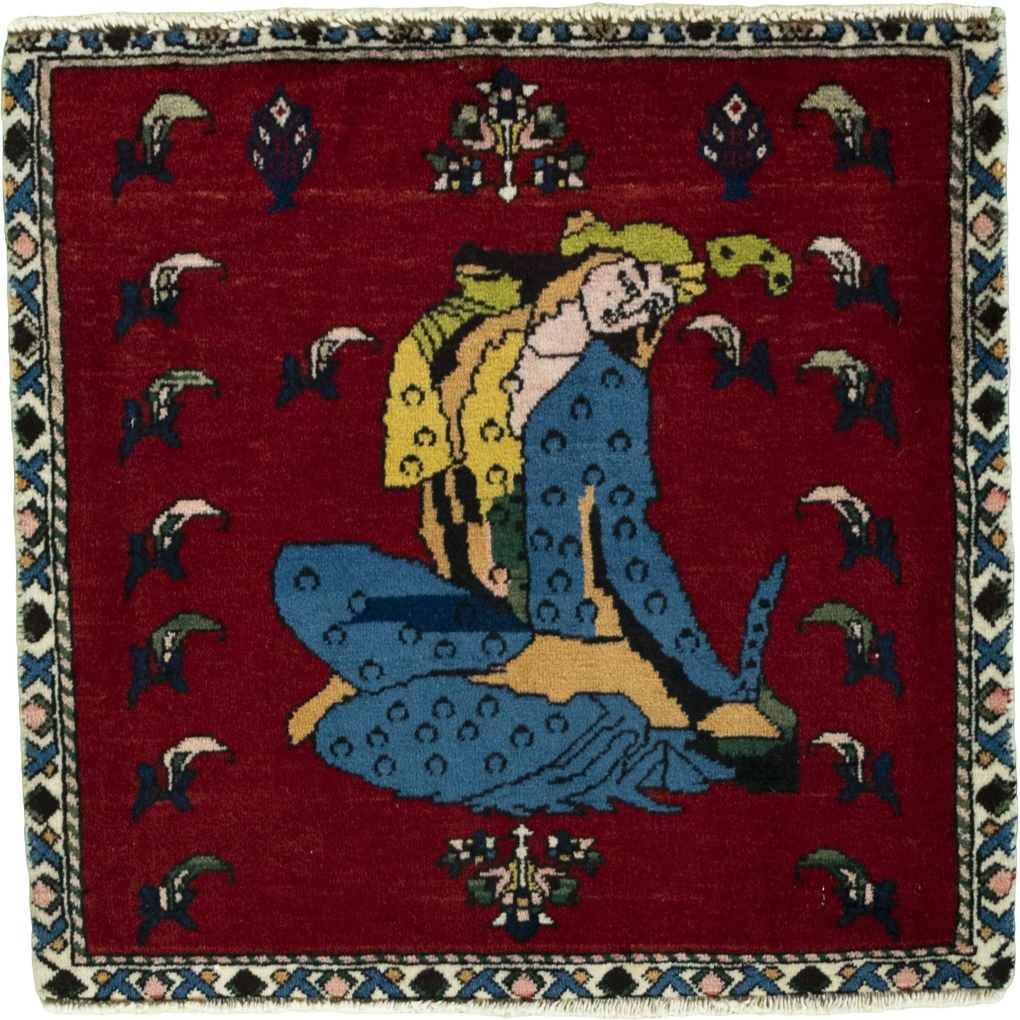 Shiraz Tappeto persiano 60x60 Rosso (Iran) Annodato A Mano