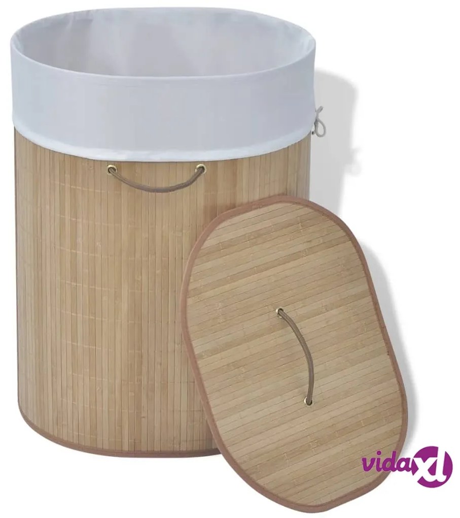 vidaXL Cesto Portabiancheria in Bambù Ovale Colore Naturale