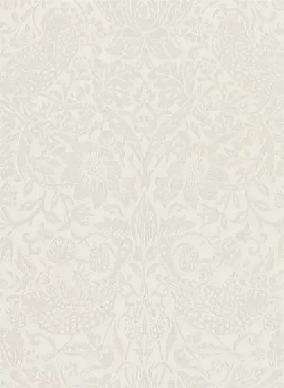 Morris & Co Carta da parati Pure Strawberry Thief - Oyster/ Chalk