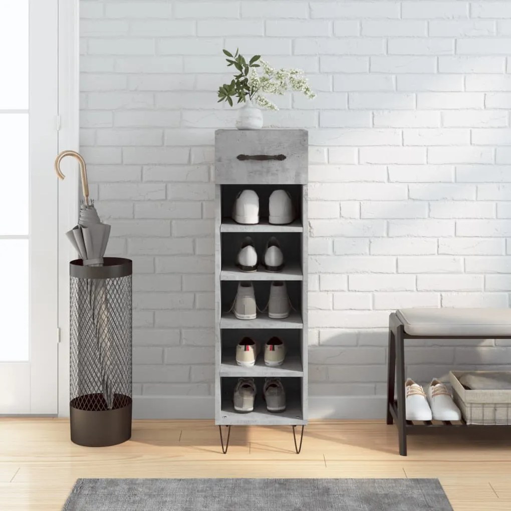 Scarpiera Grigio Cemento 30x35x105 Cm İn Legno Multistrato /
