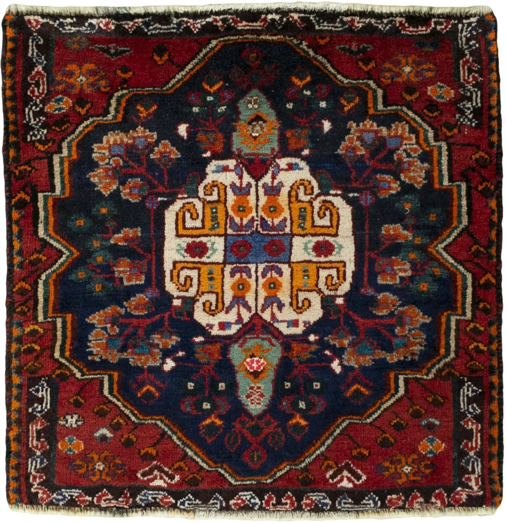 Shiraz Tappeto persiano 70 x 70 Rosso (Iran) Annodato A Mano