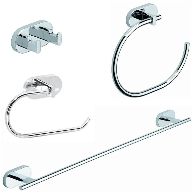 Set di accessori da bagno in inox cromato