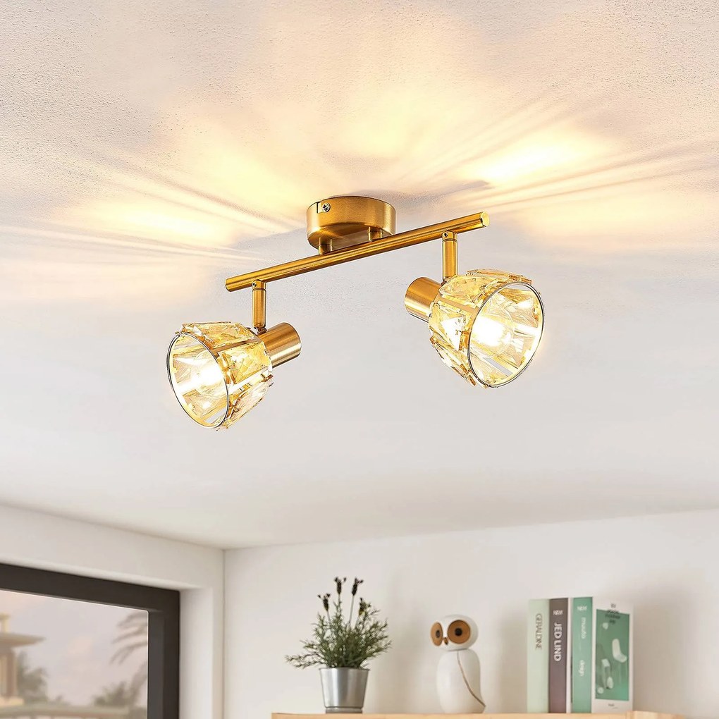 Faretto a soffitto Kosta Lindby, dimmerabile, Ottone / Oro, Soggiorno / Sala da pranzo, Metallo, Plafoniera
