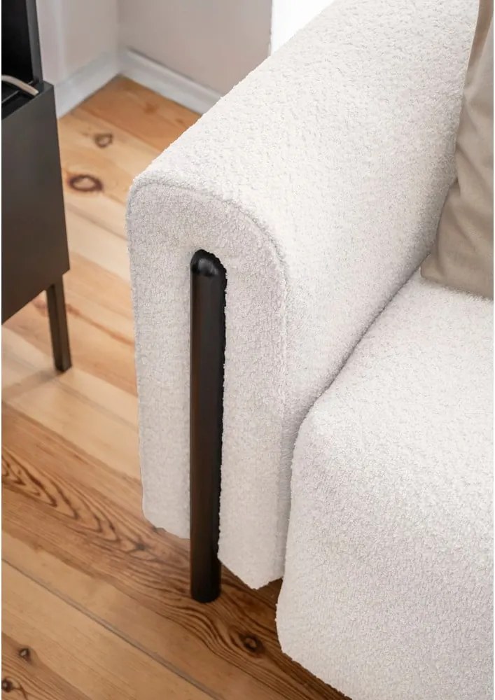 Divano color crema allungabile/con contenitore e rivestimento in bouclé 244 cm Arcadova – ELTAP