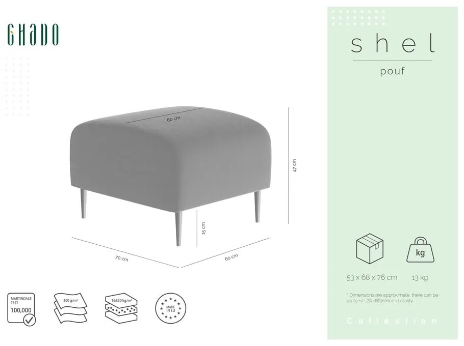 Poggiapiedi in velluto verde scuro Shel - Ghado