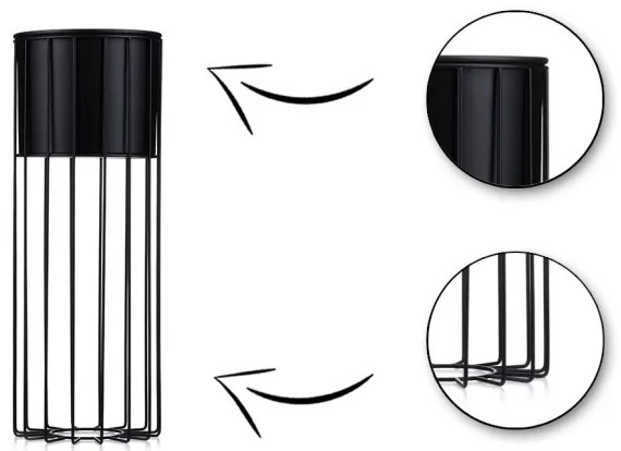 Vaso da fiori in metallo LOFT 55x20 cm nero