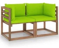 Divano a 2 Posti a Pallet Cuscini Verde Brillante Massello Pino cod mxl 39875