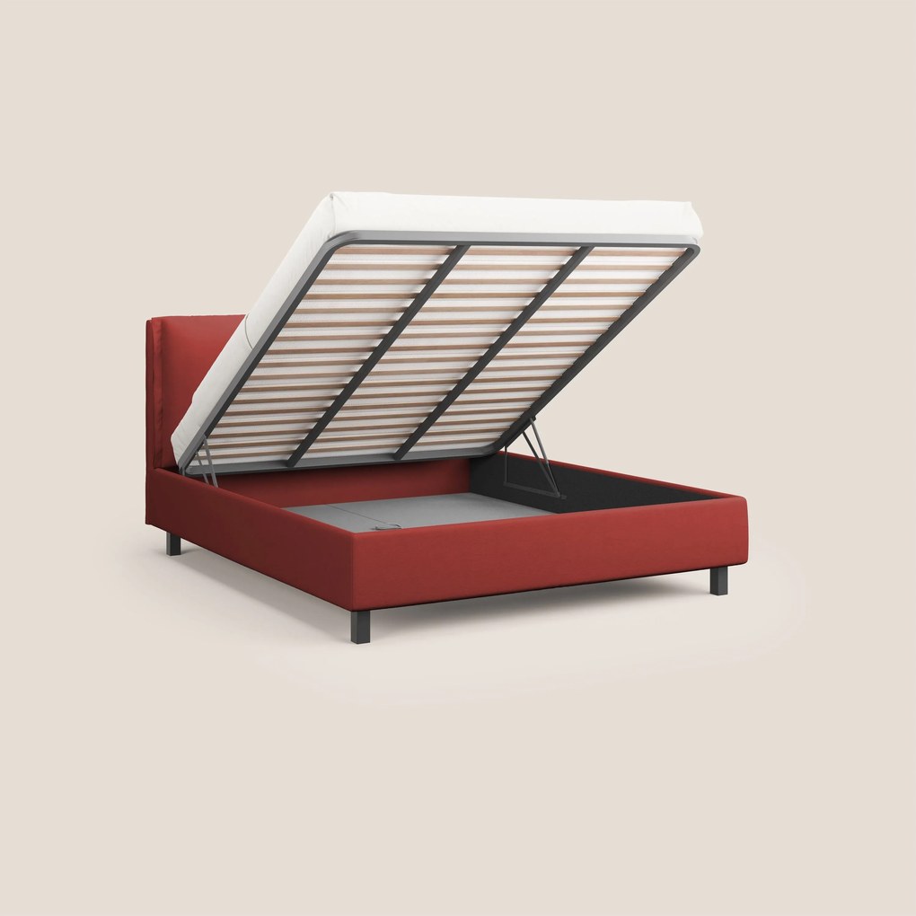 Emma letto contenitore con cuscini mobili in microfibra smacchiabile T11 rosso