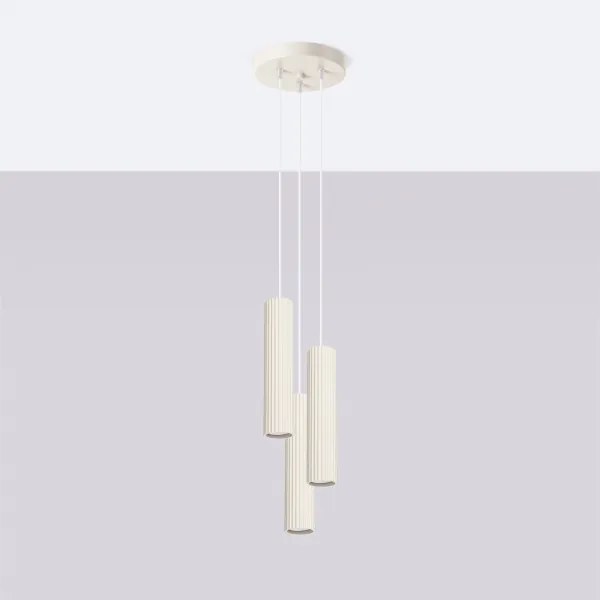 Sollux SL.1595 - Lampadario a sospensione con filo KARBON 3xGU10/10W/230V color crema