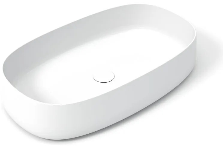 Lavabo da appoggio ovale in ceramica L 70 x H 15 x P 40 cm bianco