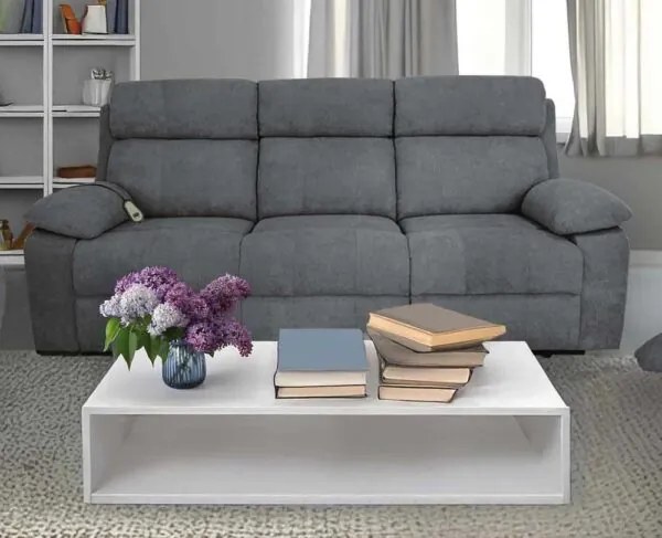 Divano 3 Posti Recliner Motorizzato POSEIDON Grigio con Telecomando