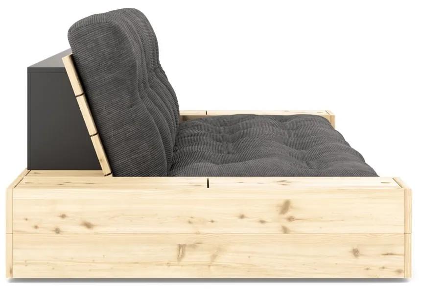 Divano letto in velluto a coste nero-antracite 244 cm Base - Karup Design