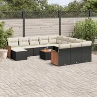 Set Divani da Giardino 13pz con Cuscini Nero in Polyrattancod mxl 113430