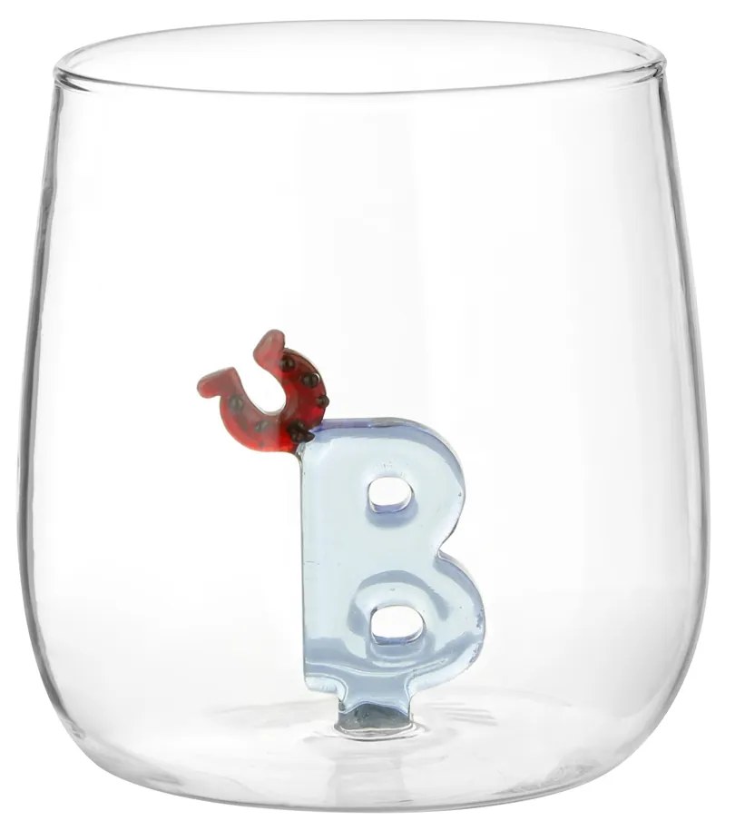 Bicchiere lettera B ferro cavallo 380 ml in vetro borosilicato