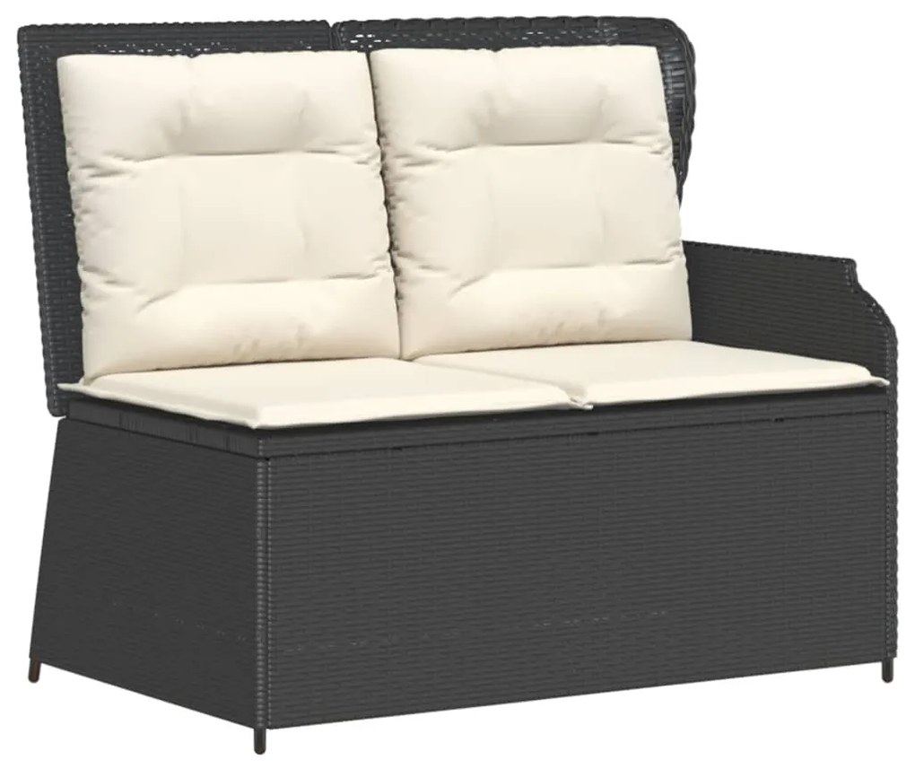 Set divani da giardino 3 pz con cuscini nero in polyrattan