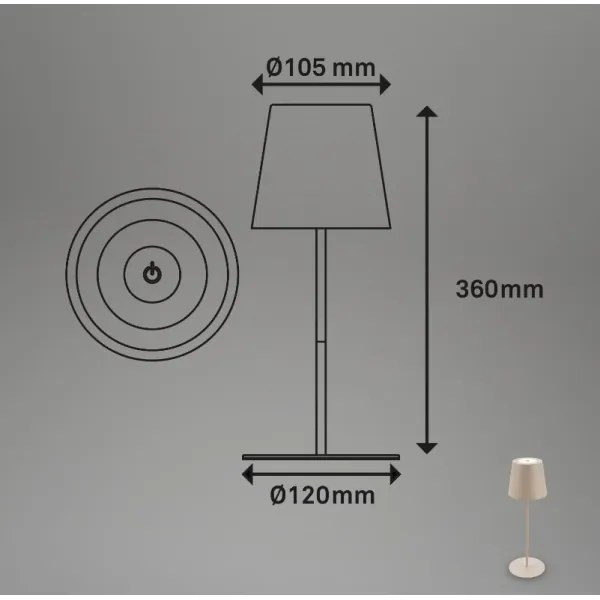 Briloner 7508011 - Lampada da tavolo LED ricaricabile dimmerabile LED/2,5W/5V IP44 beige