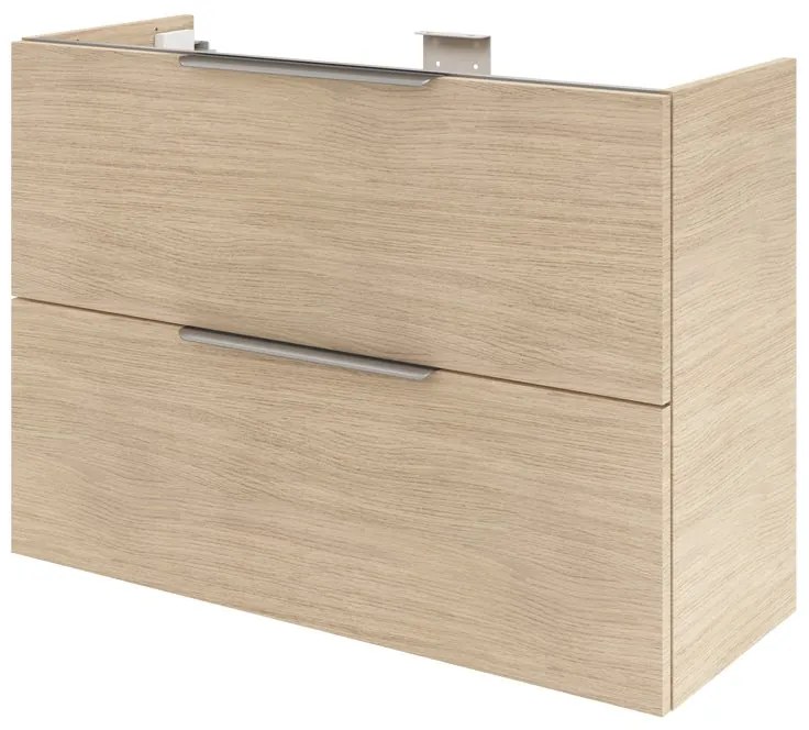 Mobile da bagno sospeso sotto lavabo L 70 x H 50.2 x P 50.8 cm bianco opaco, 2 cassetti Neo, Maniglie acquistabili separatamente