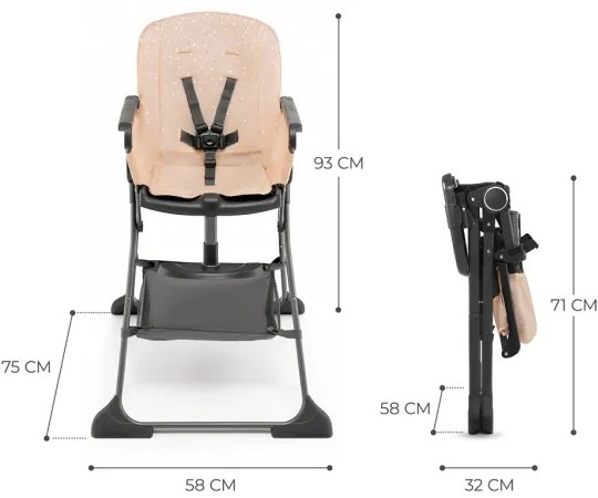 KINDERKRAFT - Sedia da pranzo per bambini FOLDEE rosa
