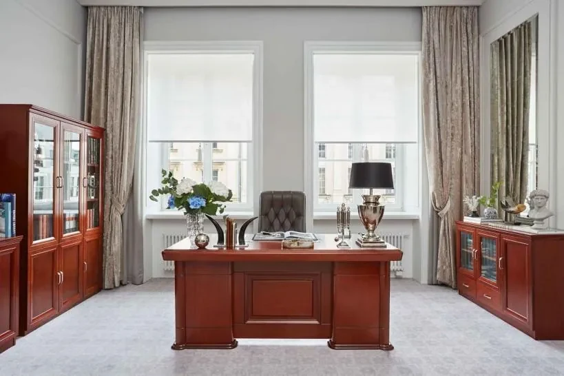 Scrivania presidenziale ufficio 180 cm in legno marrone noce PRESTIGE B630-Arrediorg.it