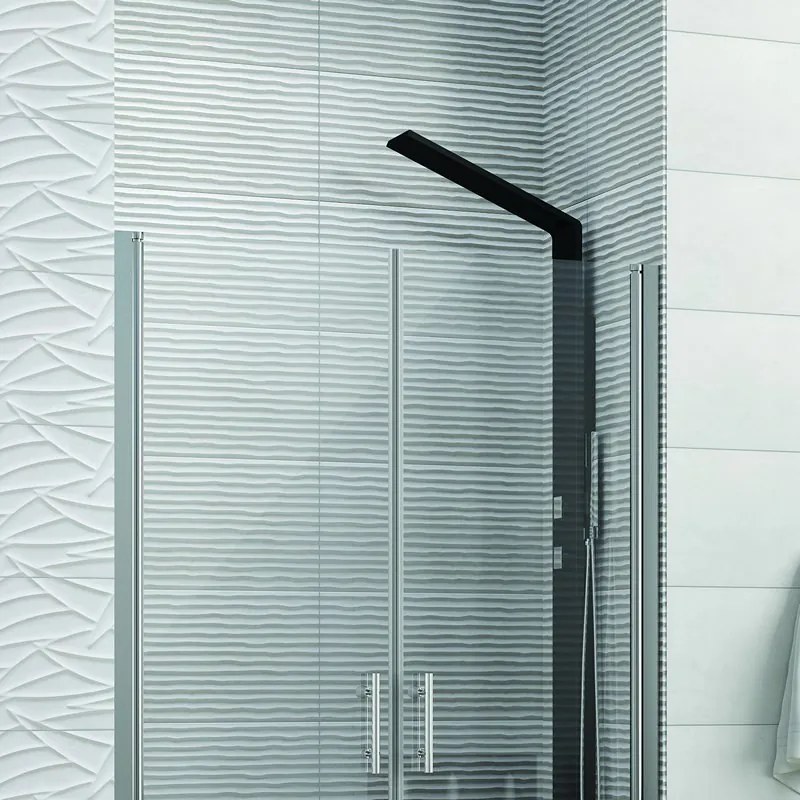 Kamalu - Box doccia in nicchia doppio battente 110-115cm finitura cromo |  KS2800 Saloon