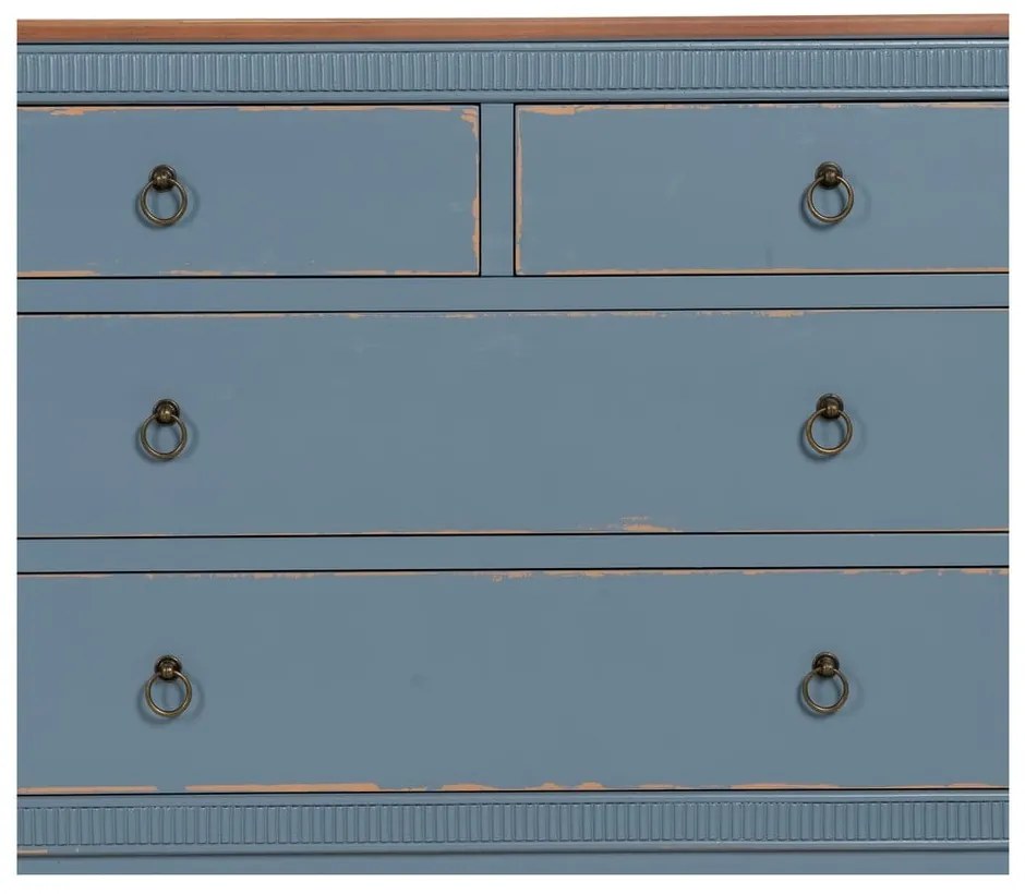 Cassettiera bassa blu in legno di abete 115x90 cm Shabby - Ixia