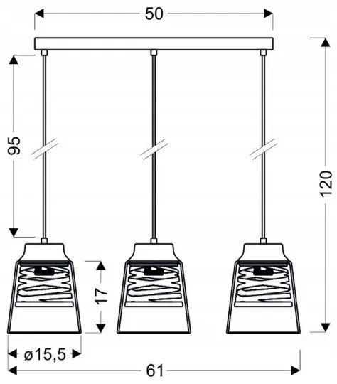 Lampadario su filo FRESNO 3xE27/60W/230V