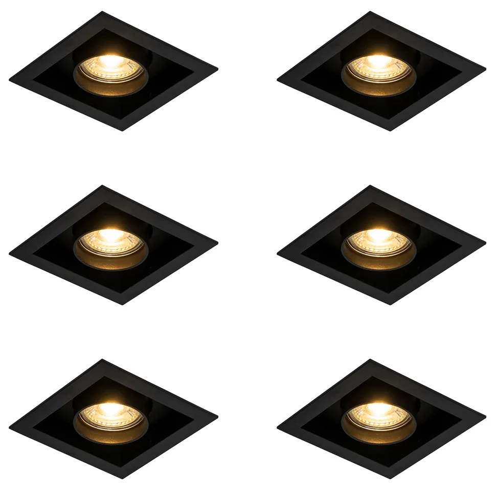 Set di 6 faretti da incasso moderni neri orientabili - Roof