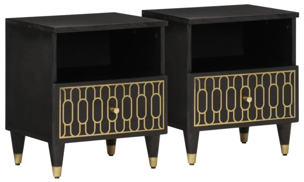 Comodini 2pz 40x33x46 Cm İn Legno Massello Di Mango /