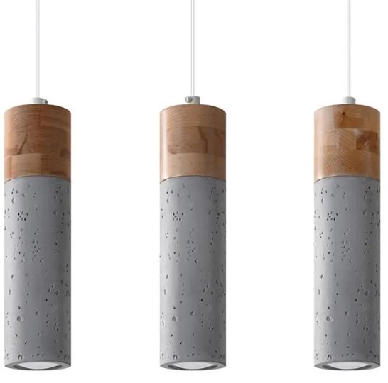 Sollux SL.0967 - Lampadario a sospensione con filo ZANE 3xGU10/40W/230V calcestruzzo/legno