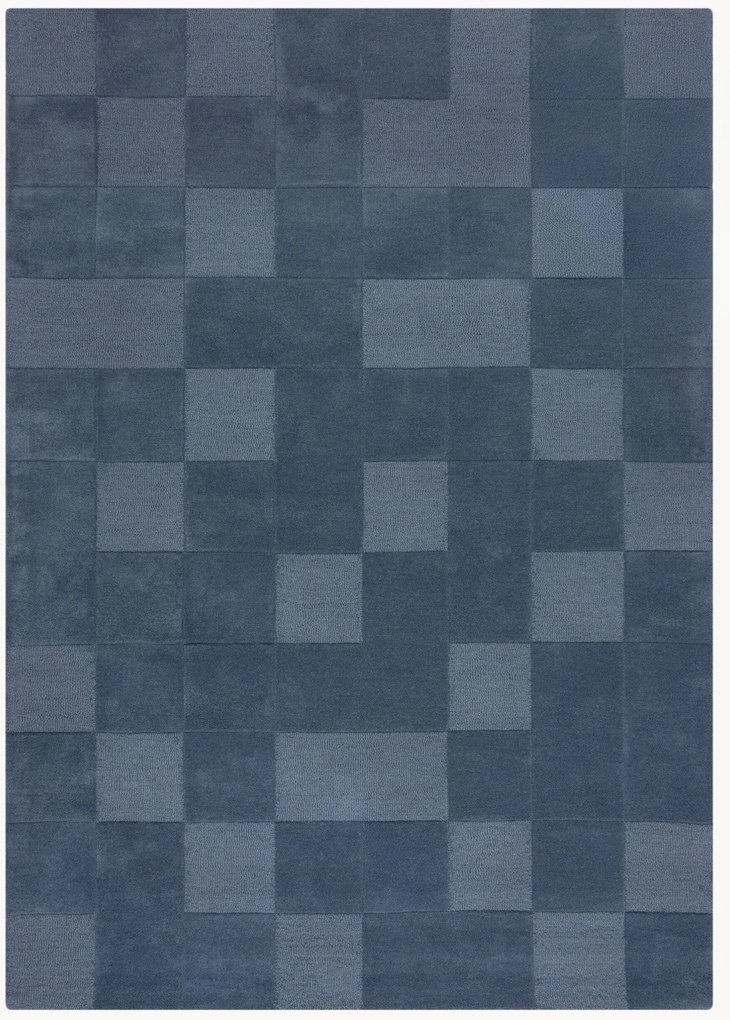 Tappeto in lana fatto a mano con motivo in rilievo Checkerboard