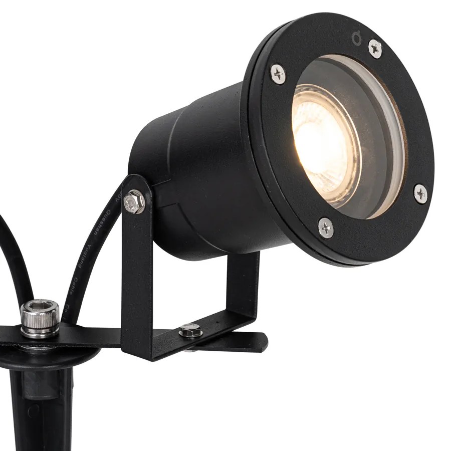 Faretto da giardino moderno nero con cavo e spina 150cm 2 luci IP65 - Basic