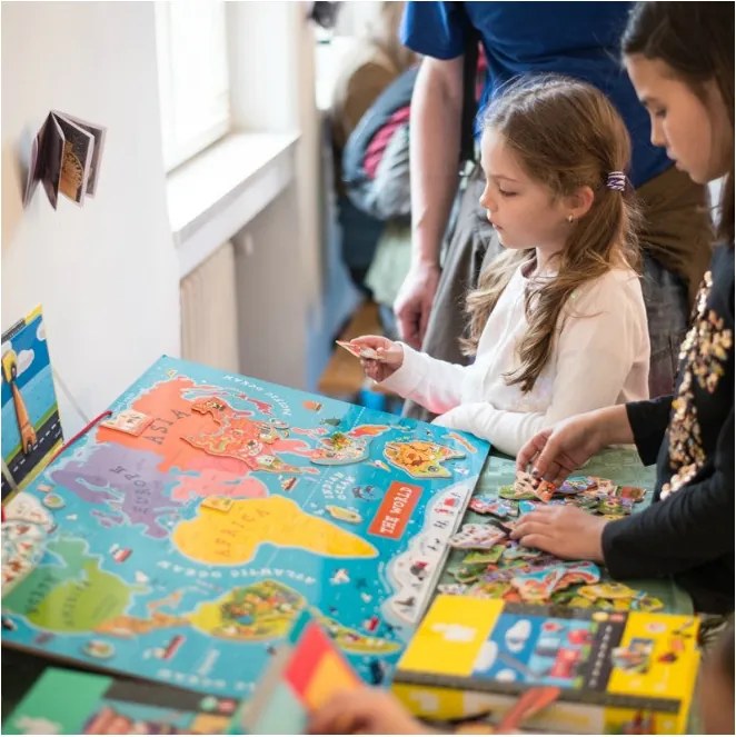 Mappa del mondo - Puzzle magnetico 92 pezzi (versione inglese) - legno